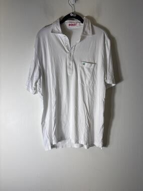 Mens Boast White W Green Leaf Tennis Polo Shirt Sz M